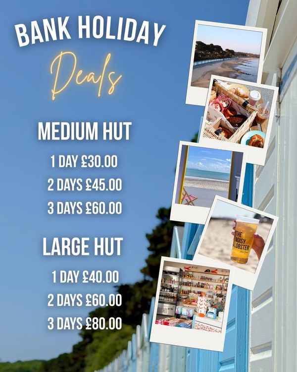 Bank Holiday Beach Hut Deals at Avon Beach